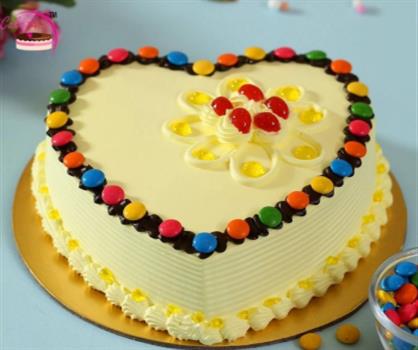 Butterscotch Gems On Heart Cake