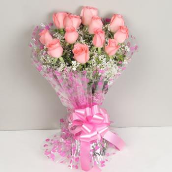 Bunch of 12 Pink Roses