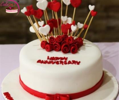 Anniversary Love  Fondant Cake