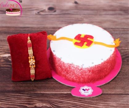 Swastik Red Velvet Rakhi Cake
