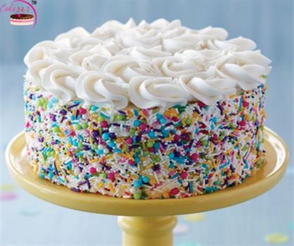 White Vanilla Cake With Colourfull Sprinkle