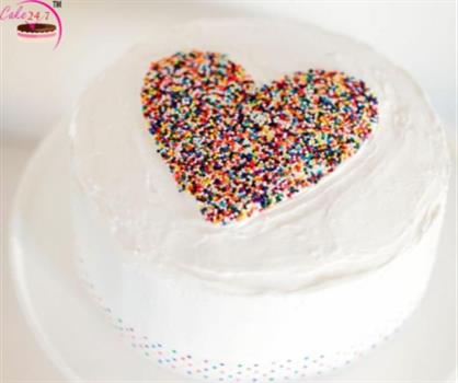 Colourfull Sprinkle Heart On Cake