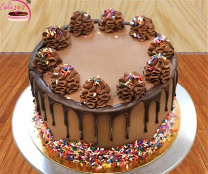 Chocolate Dip Sprinkle Cake