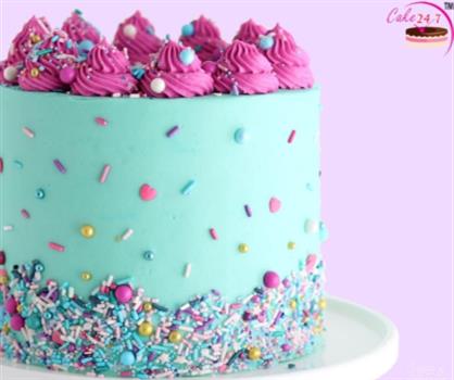Decorated Blue Sprinkle Cake