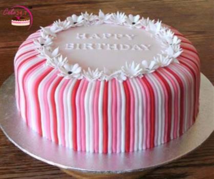 Vanilla Strawberry Semi Fondant Cake