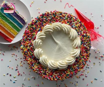 Colourfull Sprinkle On Rainbow Cake