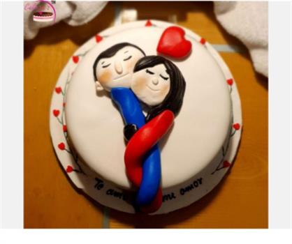 Love Couple Together Fondant Cake