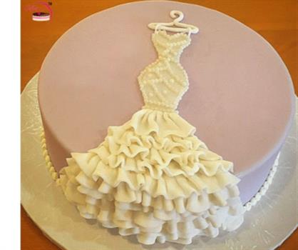White Pearl Bridal Dress Cake