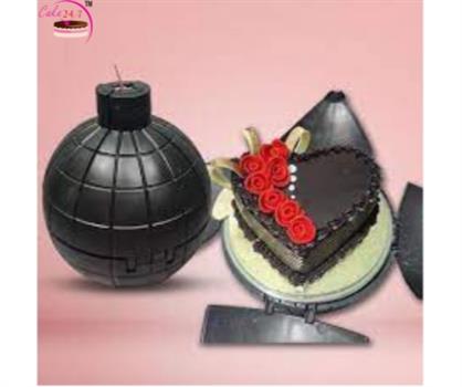 Heart Shape Chocolate Truffle Bomb Blast Cake