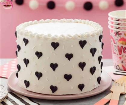 White & Black Heart Chocolate Cake