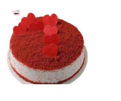 Red Hearts On Red Velvet Cake