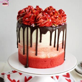 Classy Red Velvet Chocolate Drop Cake