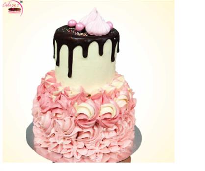 Pink Floral Chocolate Cake For Girl