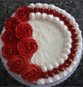 Red and White Engagement Cake Online | YummyCake