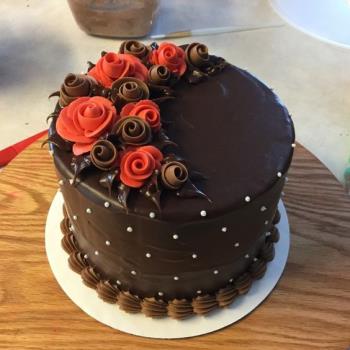 Chocolate Butter Cream Cake with Flower Design | Sri's Cakes