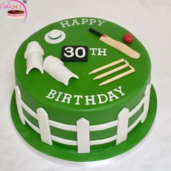cricket theme fondant cake